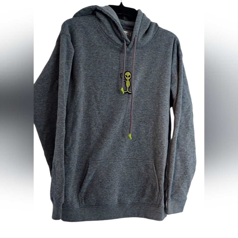 Gray Hoodie with Alien Patch